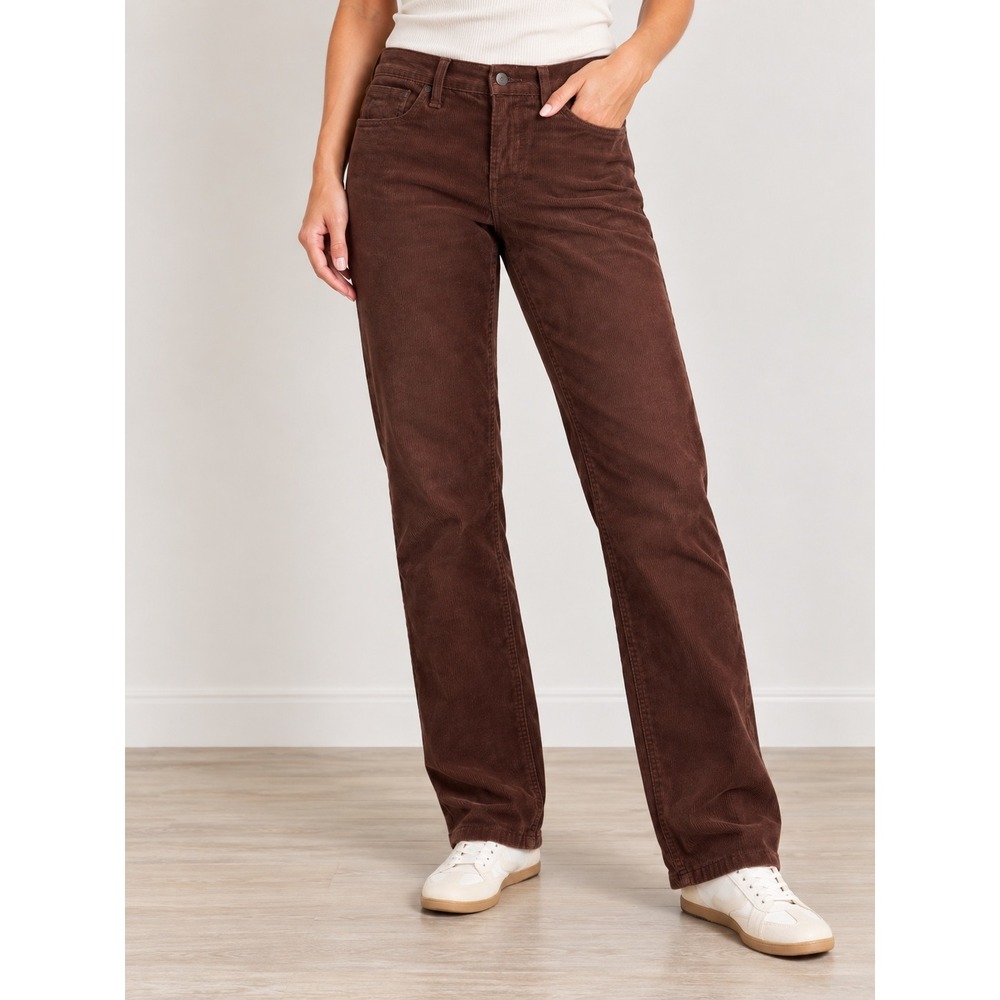 American Eagle 90s Straight Corduroy Pants Brown Stretch Size 2 Regular